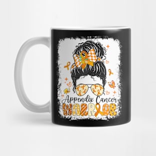 Warrior Messy Bun Amber Ribbon Appendix Cancer Awareness Mug